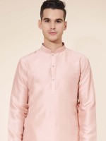 Light Pink Pure Silk Readymade Kurta Pajama